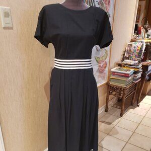 Lanz Black Dress with White Trim - Sz 8